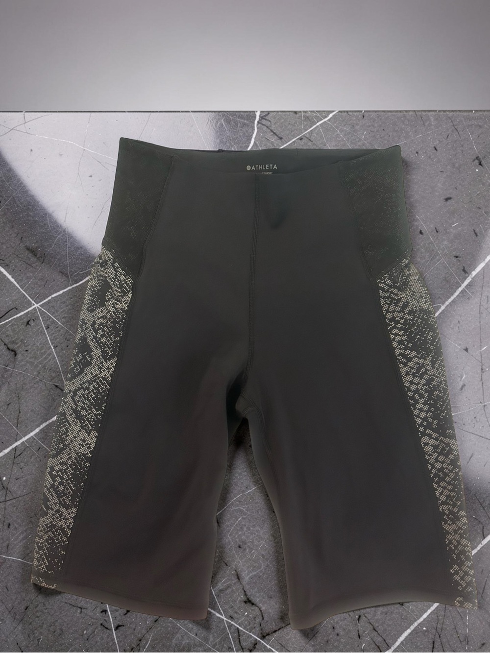 Athleta Black with Heathered Gray Side Panel Athletic Bike Shorts